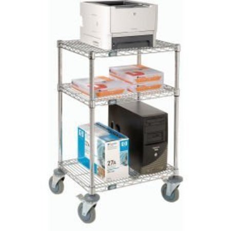 GLOBAL EQUIPMENT Nexel     3-Shelf Chrome Wire Shelf Mobile Printer Stand, 24"W x 18"D x 39"H 250117A